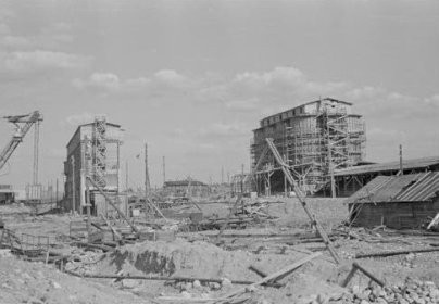 Podporozen pato ja voimalaitos_07 Sementtitehdas voimalaitostyömaalla_SA-kuva 2-6-1942