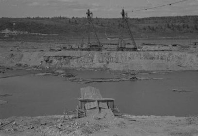 Podporozen pato ja voimalaitos_06 Näkymä voimalaitostyömaasta_SA-kuva 1-6-1942