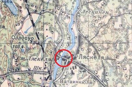 JR 8 Luutnantti Gummerus Läskelä_04 Läskelä venäläisellä vuoden 1941 kartalla