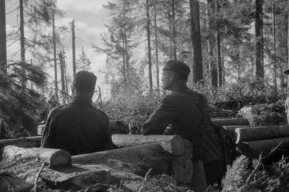 U-asema Nietjärvi_06 JR 44n komentaja, evl Rytkönen (oikealla) tuumittelemassa tilannetta Nietjärvellä syyskuussa 1944_SA-kuva 14-9-1944