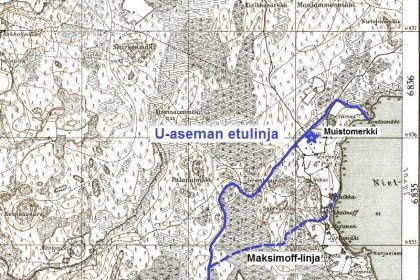 U-asema Nietjärven muistomerkki_03 Peruskartta, Maksimoff-linja ja pääpuolustuslinja