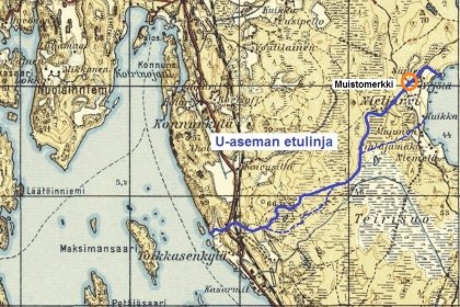 U-asema Maksimoff_05 Yleiskartta, etulinja  välillä Nietjärvi - Laatokan ranta