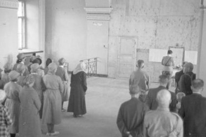 Salmin ortodoksikirkko_03 Jatkosodan ajan ensimmäinen jumalanpalvelus Salmissa elokuussa 1941_SA-kuva 17-8-1941