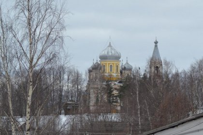 Vytegra_04 Kaupunkinäkymää hallitsee vuonna 1873 rakennettu Herran temppeliin tuomisen kirkko_Kuva E Naukkarinen maaliskuu 2017