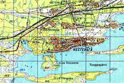 Kiestingin kenttäsairaala Viena_08 Sairaalan sijainti venäläisellä 1980-luvun topografisella kartalla