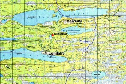 Krh-tuliasemat Lohivaara Kiestinki Viena_02 Etulinjan pääpiirteinen kulku välillä Iso Lohijärvi - Pieni Lohijärvi - Lohilahti