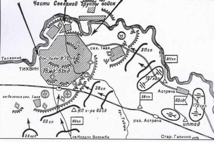 Tihvinä_06 Operaatiokartta, Tihvinän taistelu 8.12.1941