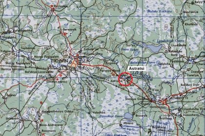Astratsi Tihvinä_04 Astratsi amerikkalaisella 1950-luvun kartalla