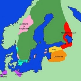 Pähkinäsaaren linna_05 Karttaan on merkitty Ruotsin hallitsema alue vuoden 1660 tienoilla