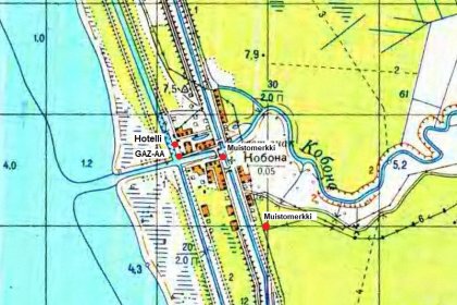 Kobona_08 Kartalla eräitä Kobonan kohteita