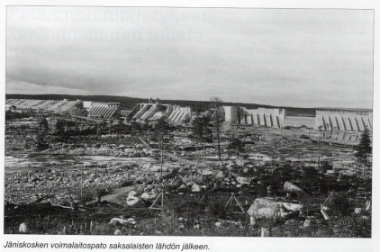 Jäniskosken voimalaitos saksalaisten räjäyttämänä 1945